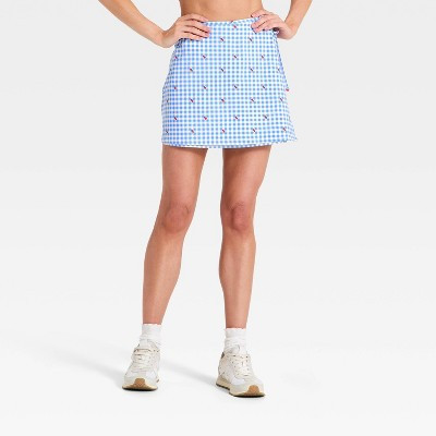 Women's Knit Wrap Skort - All In Motion™ Blue Gingham XL | Target