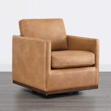 Henry Swivel Accent Arm Chair | Wood Base Living Room Chair | Chita