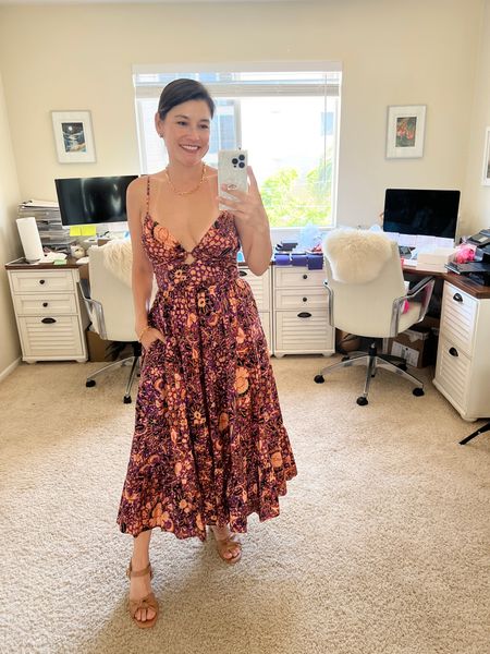 Ulla Johnson print midi dress, Monica Vinader gold chain necklace, Monica Vinader gold chain bracelet, Cordani tan platform sandals

#LTKsalealert #LTKwedding #LTKtravel