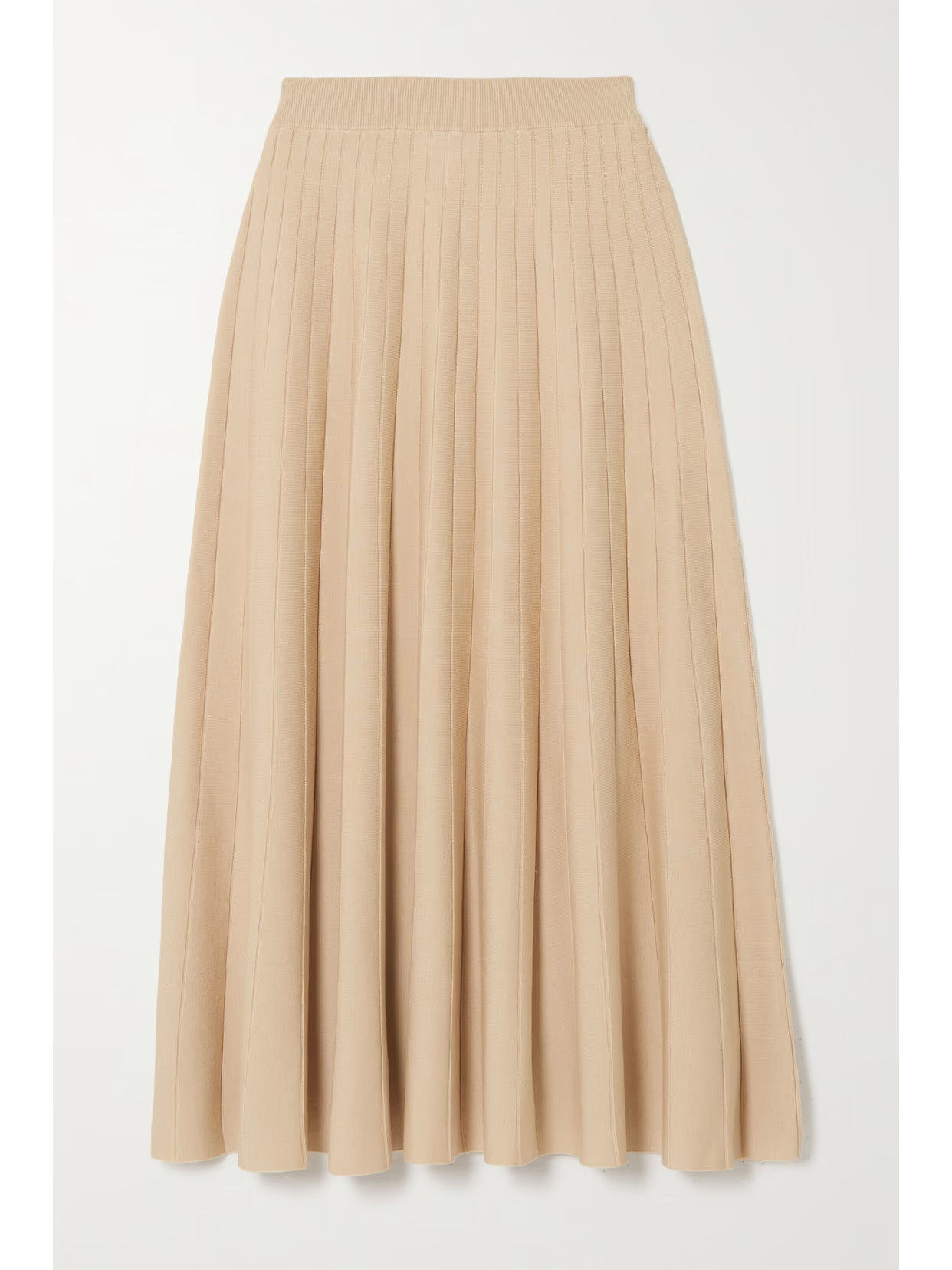 CASASOLA - Edoarda Pleated Ribbed Silk And Cotton-blend Midi Skirt - Ecru | NET-A-PORTER (US)