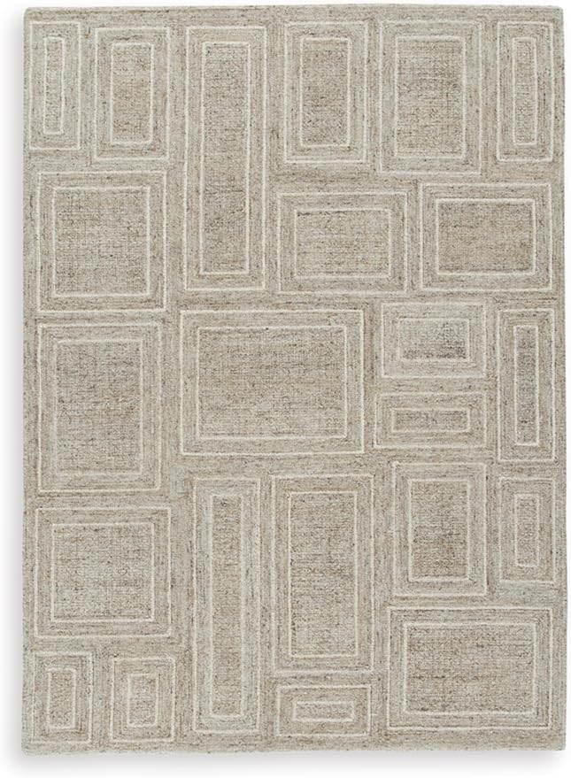 Signature Design by Ashley Brickburgh Contemporary Indoor Geometric Handmade 5 x 7 Rug, Light Gra... | Amazon (US)