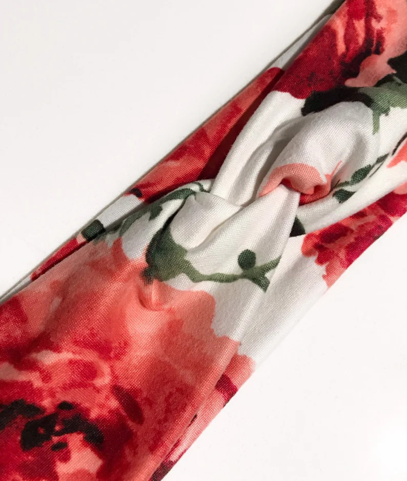 Valentine’s Day Flower Twist/Turban Headband | Etsy (US)