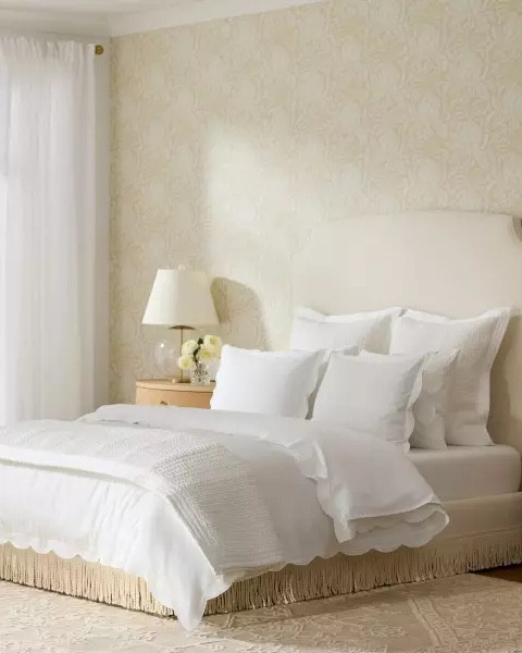 Serena&Lily’s fall event is here. 20% off everything and 25% off plus free shipping with the order over $2,500. For this serene bedroom by Serena&Lily, we love the neutral layered look—-the whispered warm white, the muted floral wallpapers, the quiet handknotted wool rugs mixing of low cut pile and flatweave create such a restful sanctuary. The details of brass accents on the table lamps, oak nightstands add a touch of glam while the scalloped bedding trims and bullion fringe on the bed elevate the look with sophistication. #bedroom #bed #tablelamp #bedding #nightstand #rug #homedecor

#LTKSeasonal #LTKSaleAlert #LTKHome