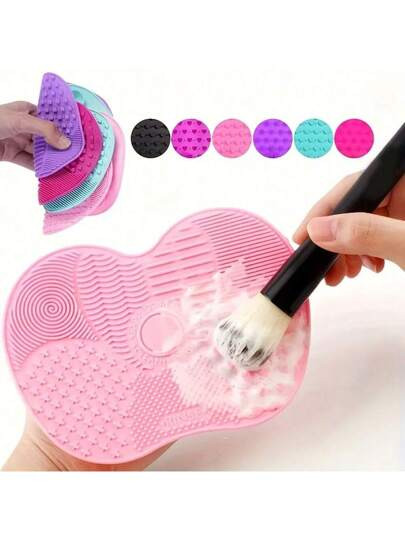1 pezzo Tappetino per la pulizia di pennelli da trucco, a forma di mela in silicone, con ventosa,... | SHEIN