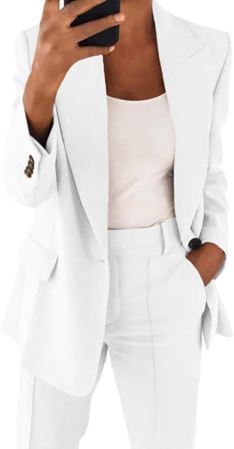 Cicy Bell Women's Casual Blazer Long Sleeve Open Front Work Office Jacket with Pockets | Amazon (US)