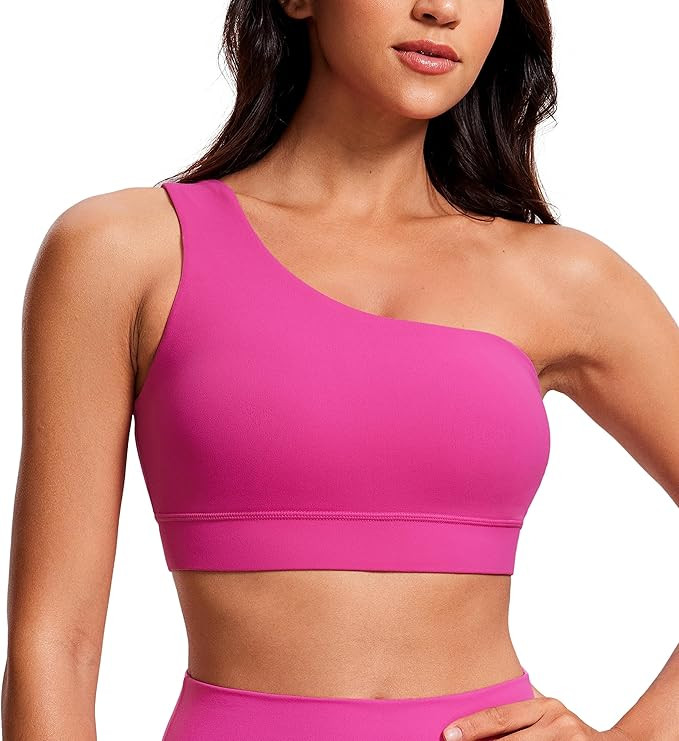 CRZ YOGA Butterluxe Womens One Shoulder Sports Bra - Sleeveless One Strap Low Impact Asymmetrical... | Amazon (US)