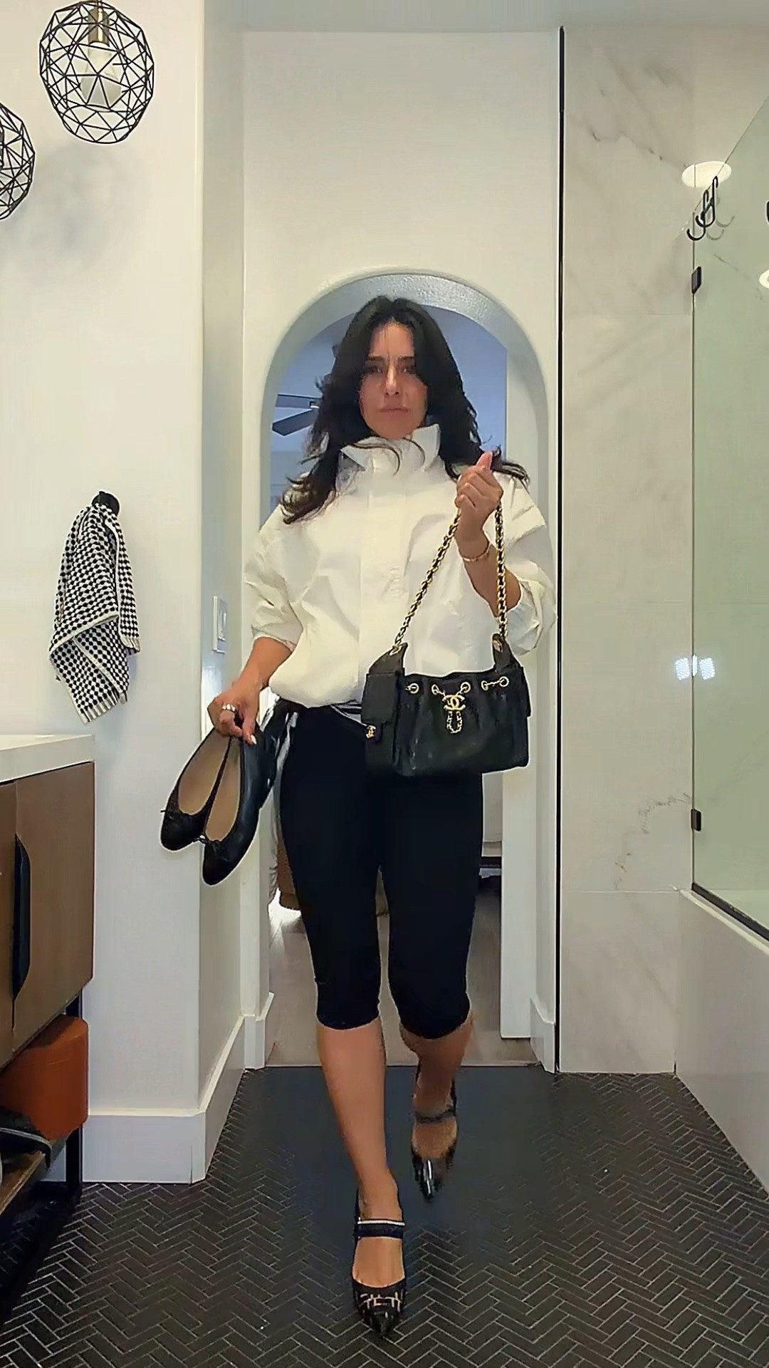 OOTD: Capri Pants Edition 🤍

Trying on different shoes to see which pair wins, but this combo is already giving effortless chic. Capri pants, a sleek bodysuit, and my funnel jacket make the perfect mix of sporty, polished, and elevated.

Which shoes would you choose with this look? 

Save this outfit for your next casual-chic look and tell me your favorite shoe option in the comments! 🤍

#OOTD #CapsuleWardrobe #TimelessStyle #CapriPants #FunnelJacket #MinimalStyle #EverydayStyle #WardrobeEssentials #NeutralStyle #StyleOver40 #FashionInspo #ALLSANTAELLA

#LTKootd #LTKgrwm #LTKSeasonal