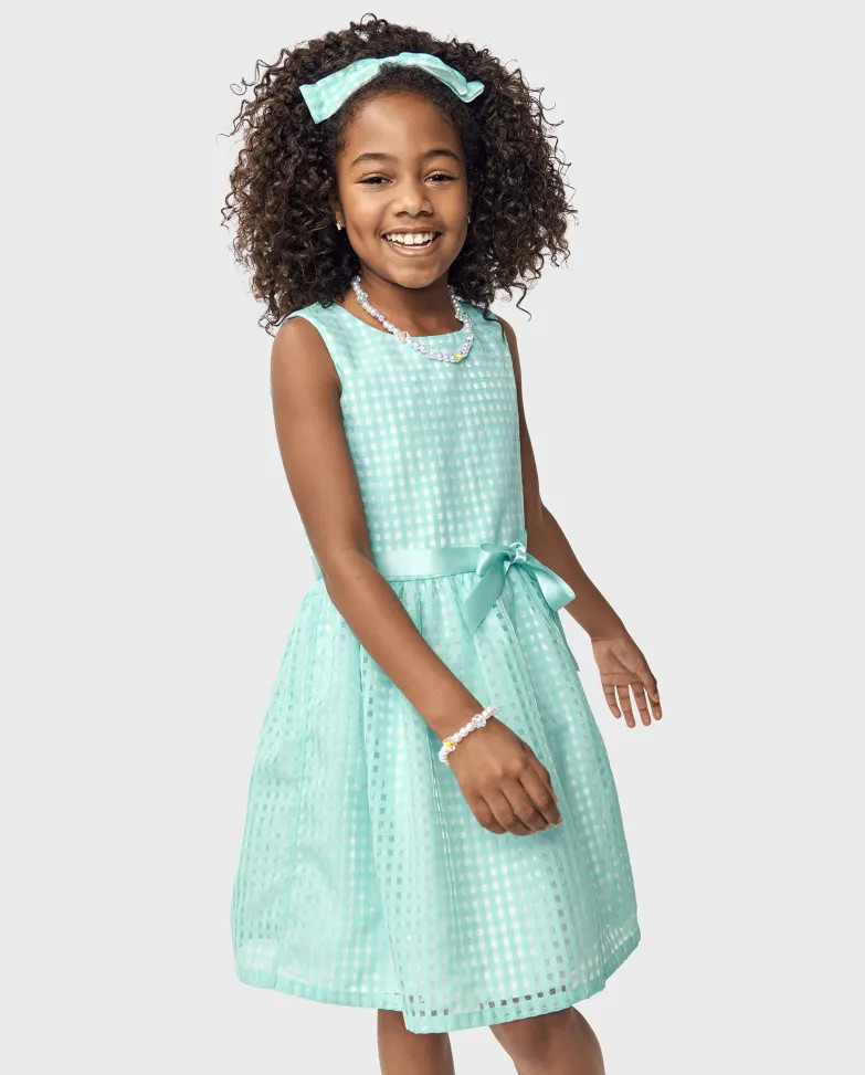 Girls Gingham Dress - mellow aqua | The Children's Place