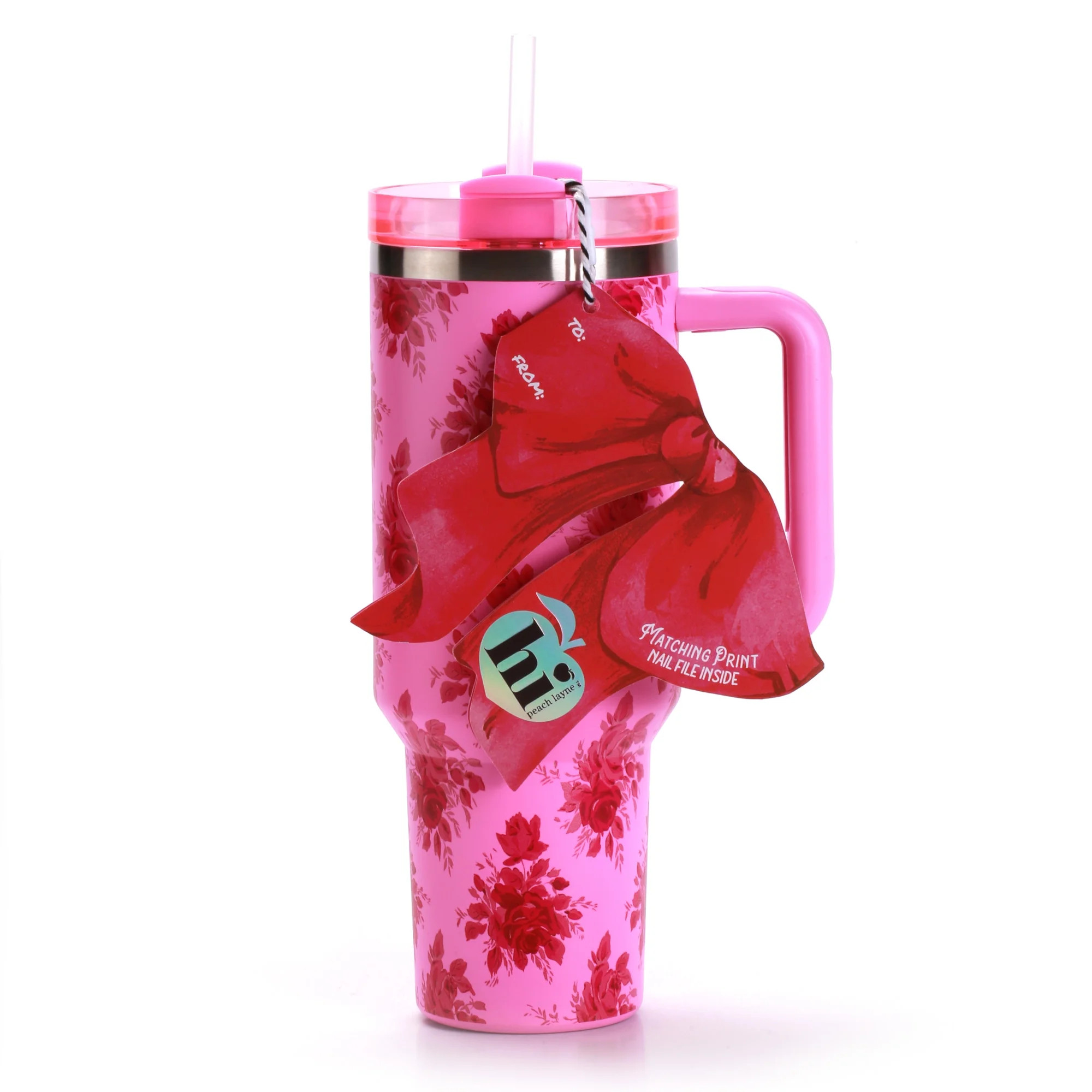 Hi Peach Layne 40 oz Pink Beauty Insulated Tumbler with Nail File | Walmart (US)