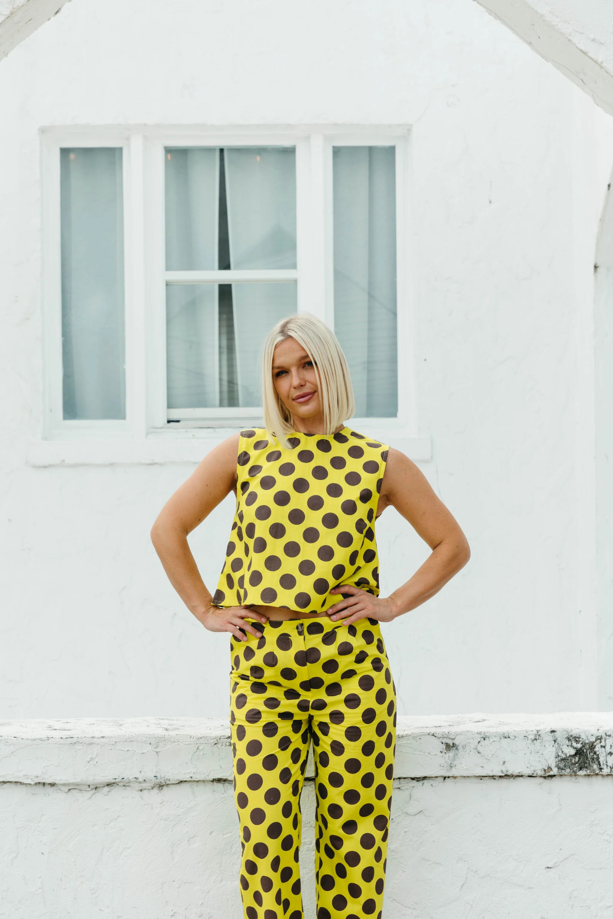 Jordin Polka Dot Set - Chartreuse/Brown | Triple Threads