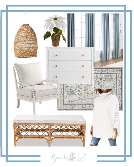 Blue and white home decor, curtains, accent chair, coastal style, nightstands 

#LTKsalealert #LTKhome