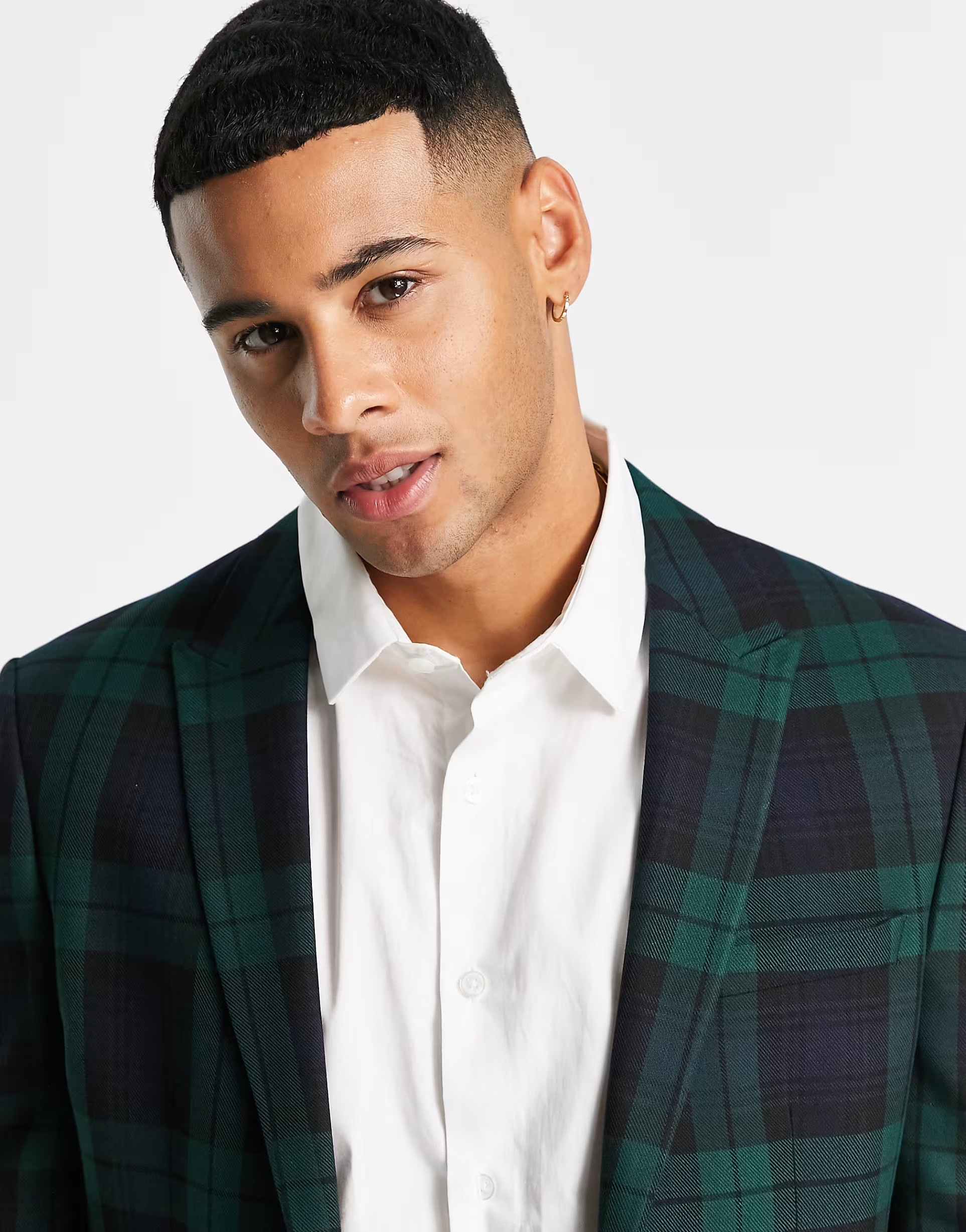 ASOS DESIGN slim suit jacket in dark green blackwatch tartan check | ASOS (Global)