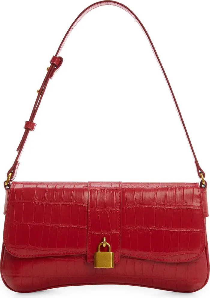 Padlock Croc Embossed Top Handle Shoulder Bag | Nordstrom