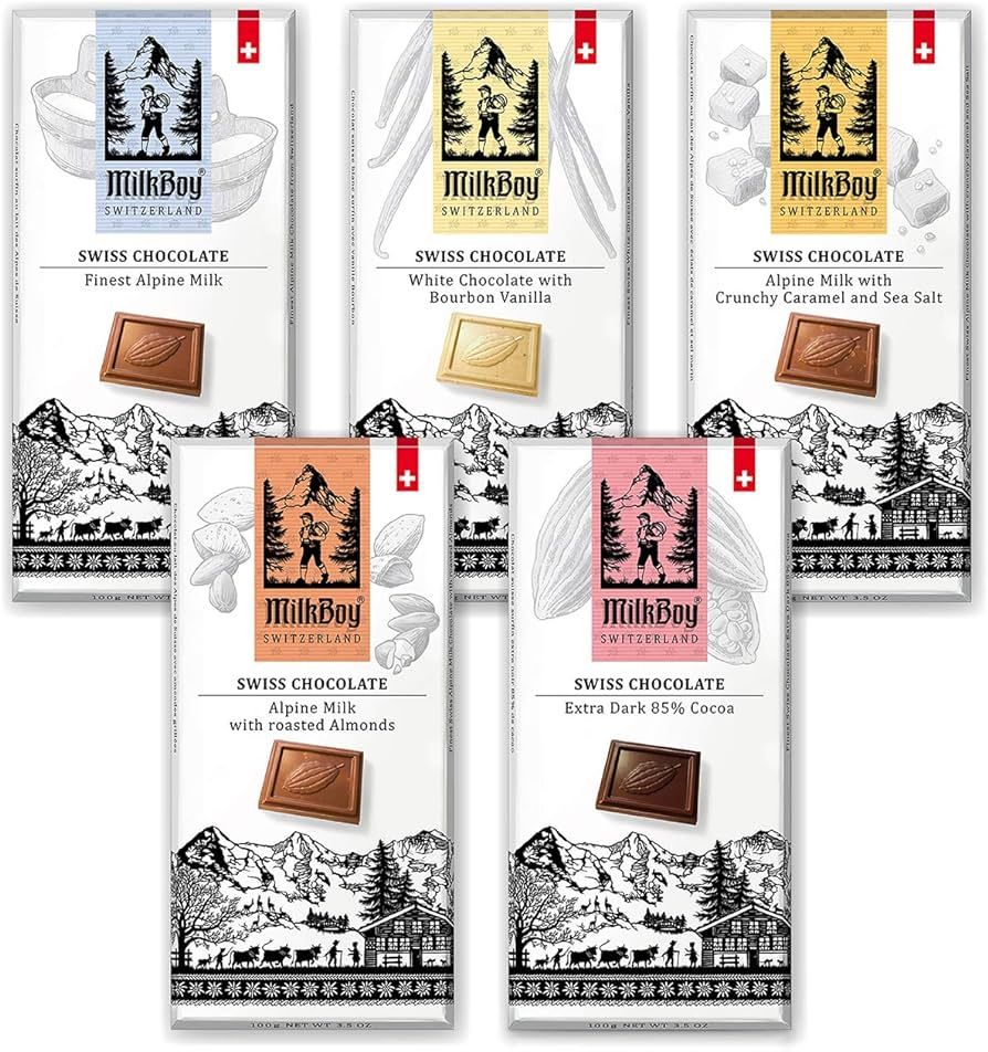 Milkboy Swiss Gourmet Chocolate Bars - Milk Chocolate Bars - Dark Chocolate - White Chocolate Bar... | Amazon (US)