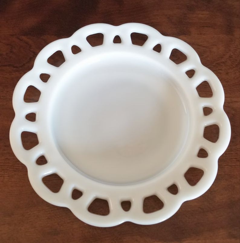 Vintage Milk Glass Lace Plate | Etsy (US)
