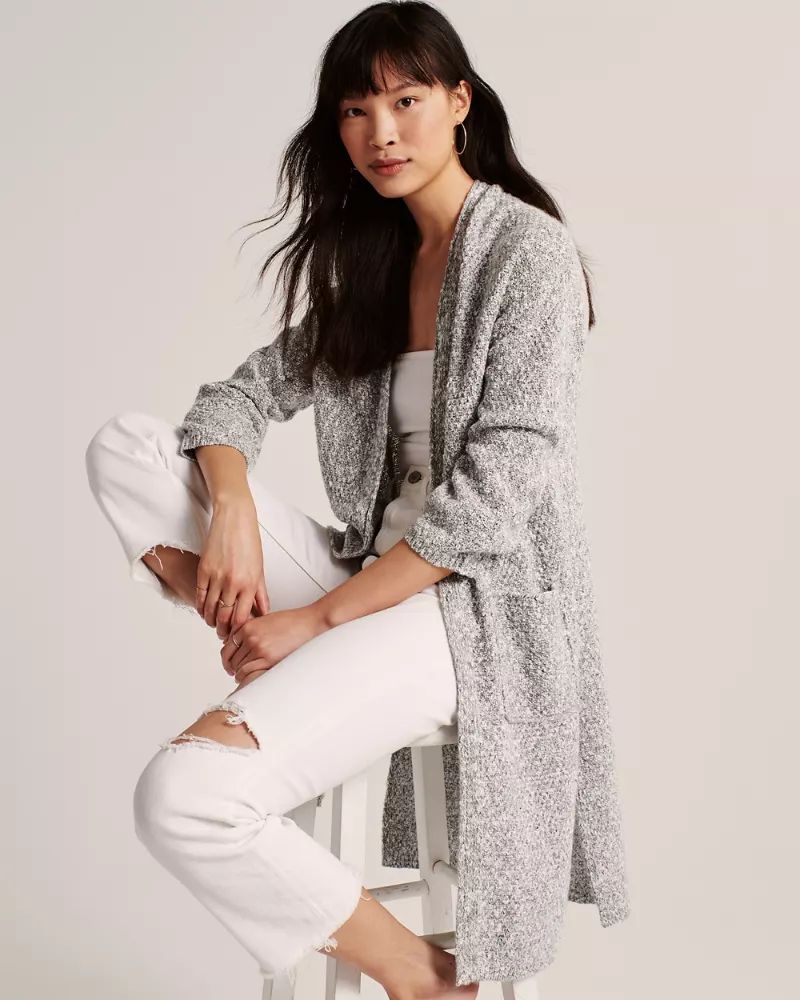 Textural Open-Front Cardigan | Abercrombie & Fitch US & UK