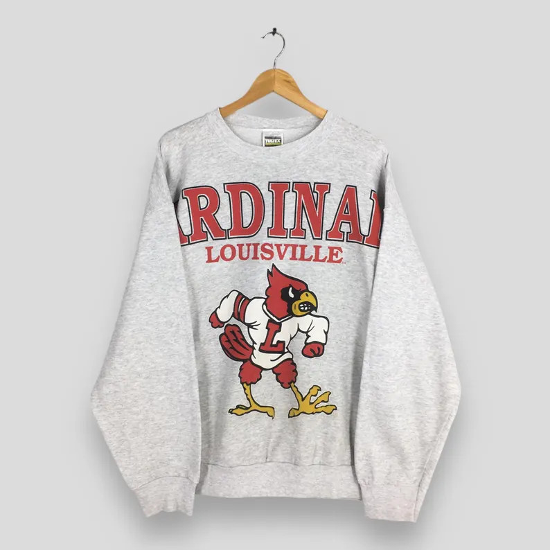 Vintage Louisville Cardinals NCAA Gray Sweatshirt 2xlarge Louisville Cardinals Printed Logo Crewn... | Etsy (US)