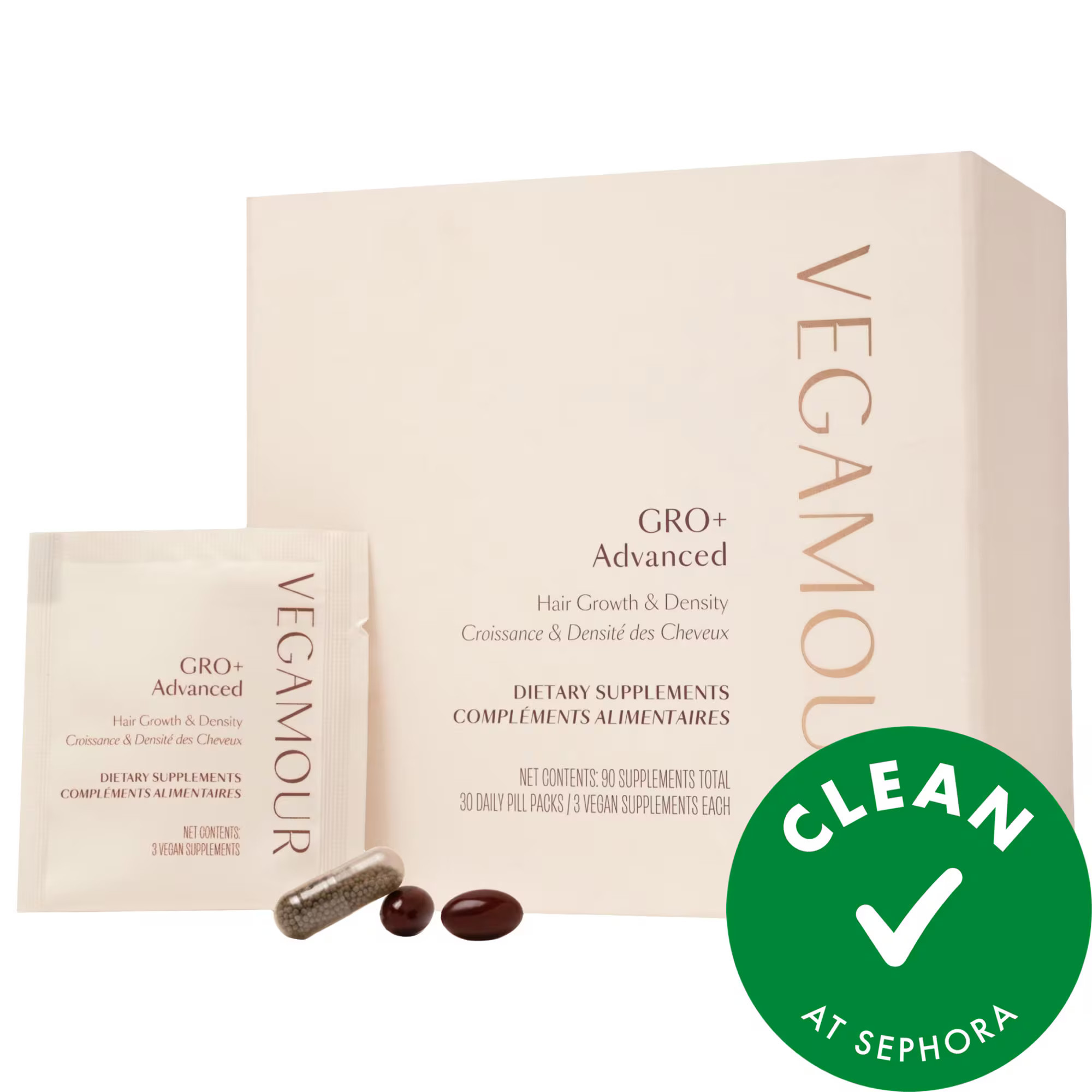 Vegamour GRO+ Advanced Growth & Density Supplements for Hair Thinning and Loss 1 Month Supply / 90 Capsules/1 Month Supply / 90 Capsules | Sephora (US)