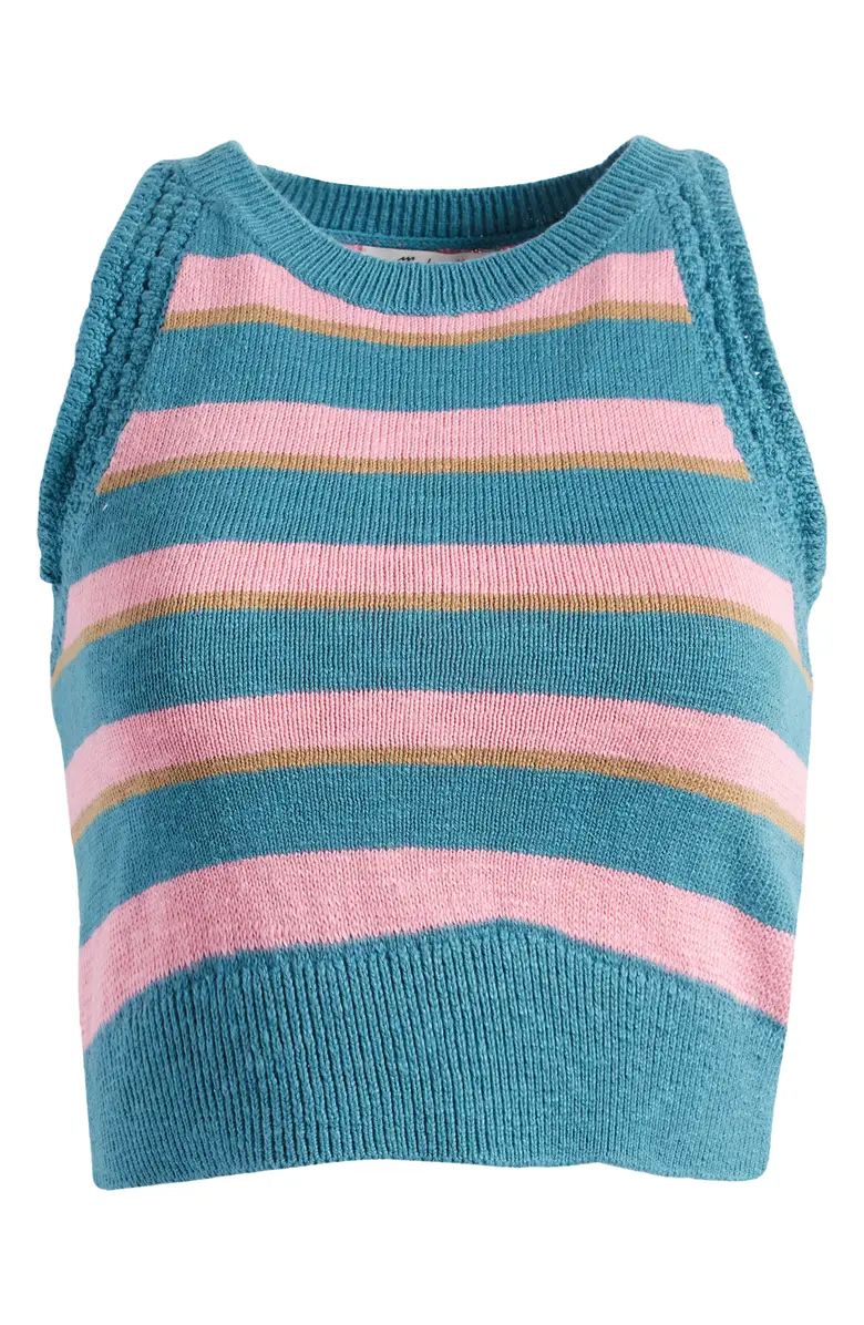 Starburst Crochet Detail Stripe Sleeveless Sweater | Nordstrom