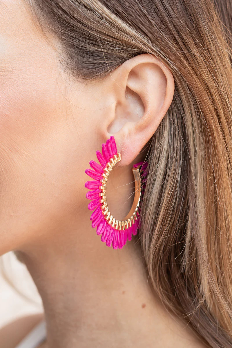 Betsy Hoop Earrings- Pink | Avara