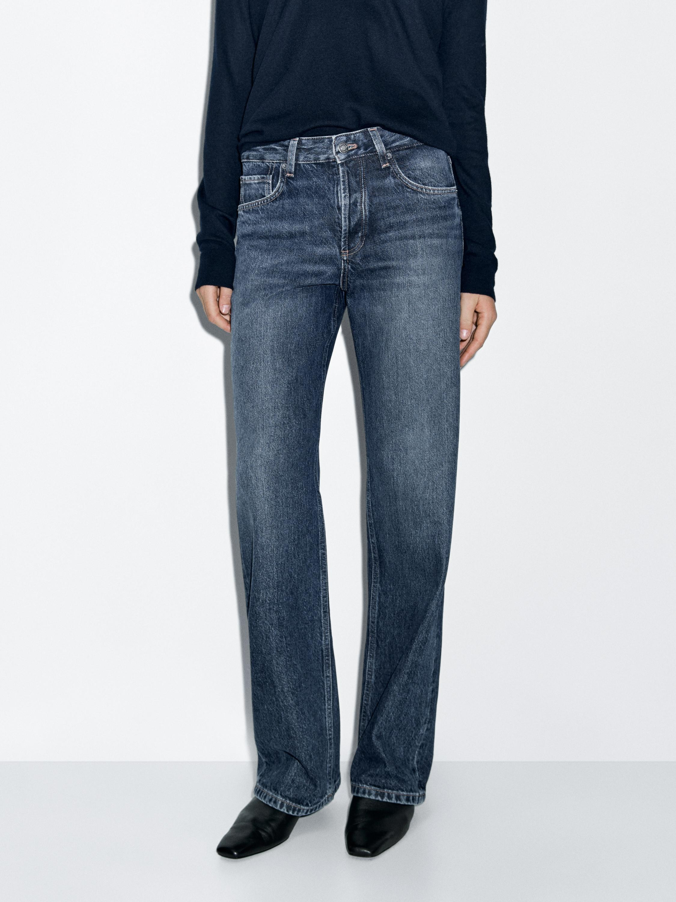 Mid-rise wide-leg jeans | Massimo Dutti UK