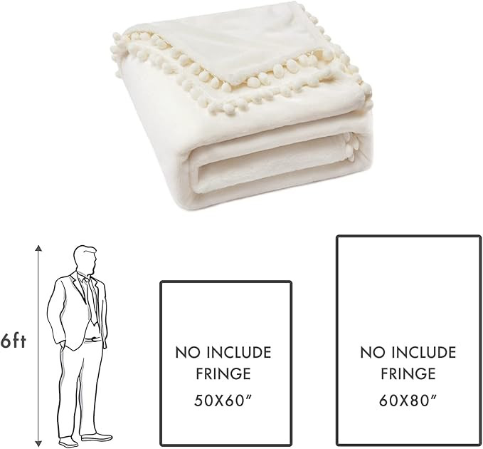 MIULEE Fleece Blanket with Pompom Fringe, Soft Cozy Lightweight Flannel Bed Blanket Fuzzy Plush W... | Amazon (US)