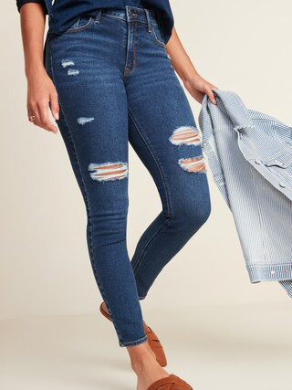 Mid-Rise Rockstar Super Skinny Ripped Jeans for Women | Old Navy (US)