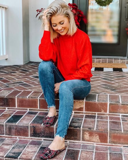 Red sweater plaid mules perfect easy holiday outfit Christmas outfit ideas 

#LTKshoecrush #LTKSeasonal #LTKHoliday