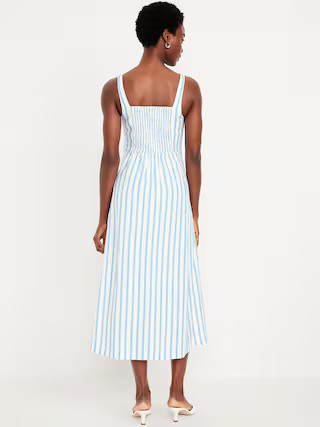 Fit & Flare Linen-Blend Midi Dress | Old Navy (US)