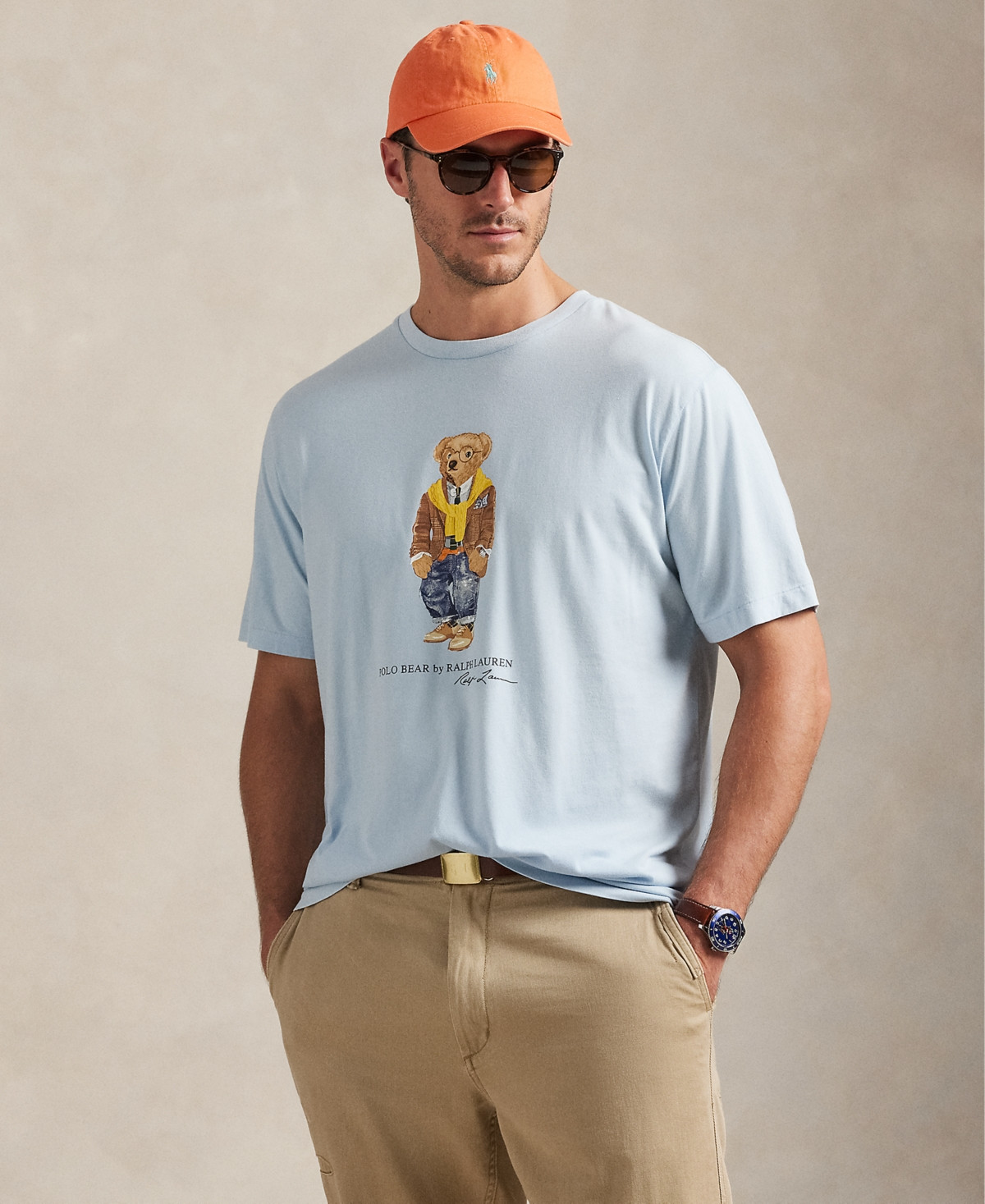 Polo Ralph Lauren Men's Big & Tall Bear Printed Short Sleeves T-Shirt - Southport Blue/heritage Bear | Macy's