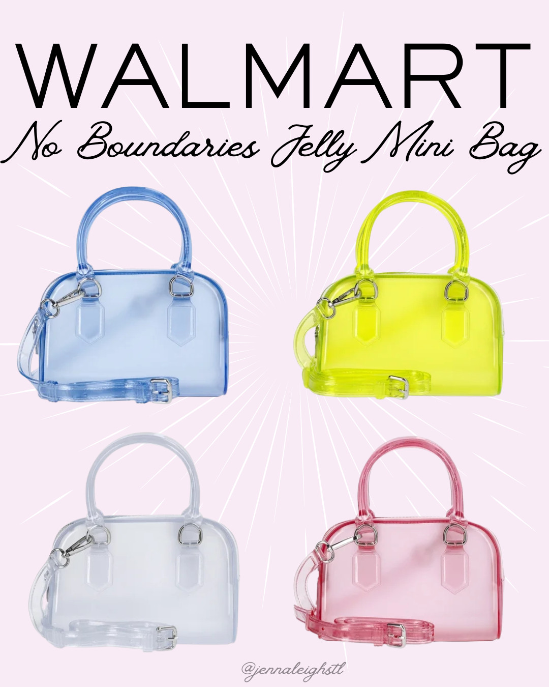 New Walmart find. I love these No Boundaries jelly top handle mini bags. So cute for summer and they come in such fun colors. 

 #LTKootd #LTKSeasonal #LTKMidsize