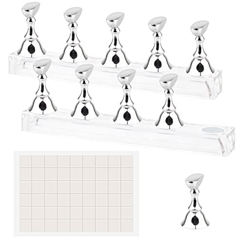 Difenni Nail Stand Acrylic Nail Art Display Stand Magnetic Nail Tips Practice Holder 54 Pcs Reusable Adhesive Putty for DIY Painting Nails Stand kit (silver) | Amazon (US)