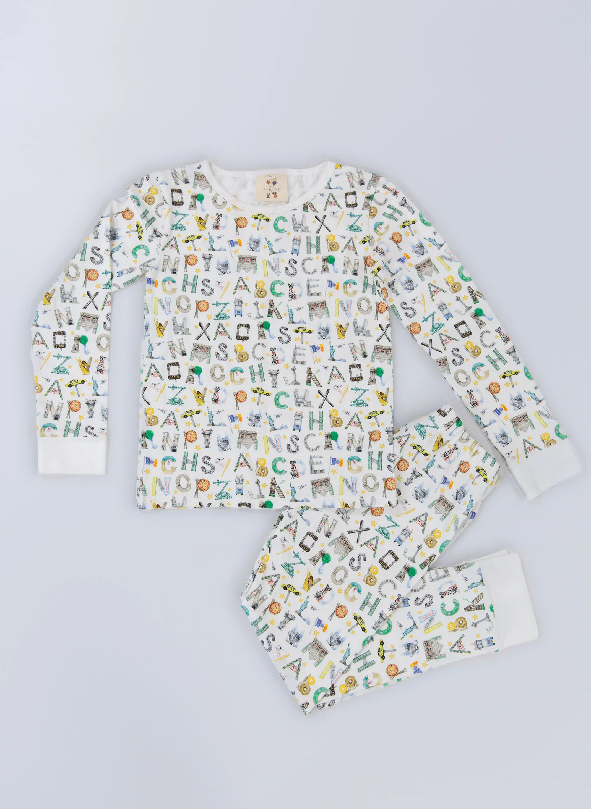 The Two Piece Pajama Set - NYC Alphabet Soup | Timo and Violet