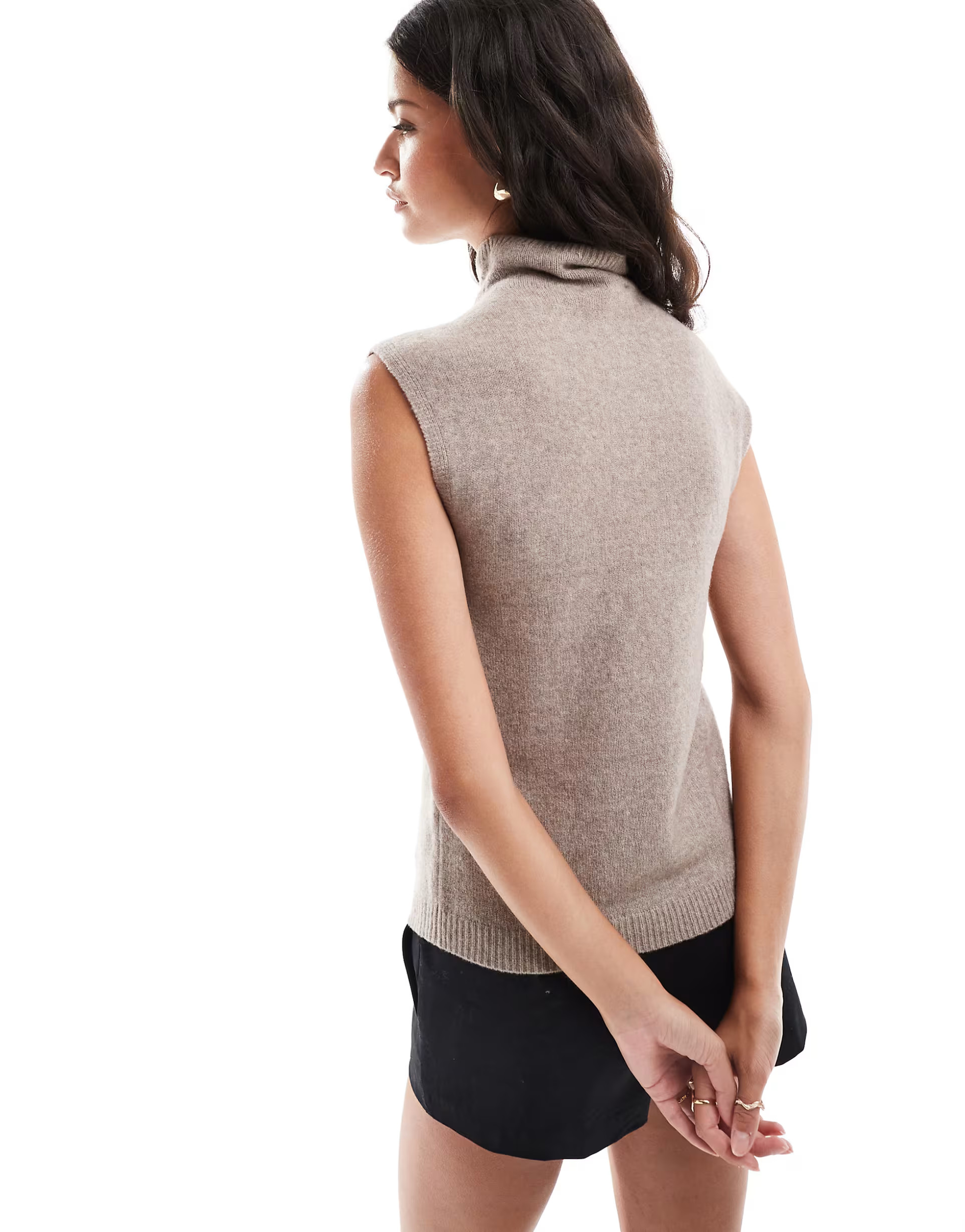 Abercrombie & Fitch mock neck knitted vest in brown | ASOS (Global)