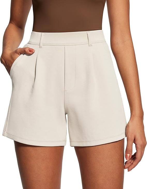 IUGA Dress Shorts for Women High Waisted Dressy Casual Shorts Work Trouser Shorts Pleated Wide Le... | Amazon (US)