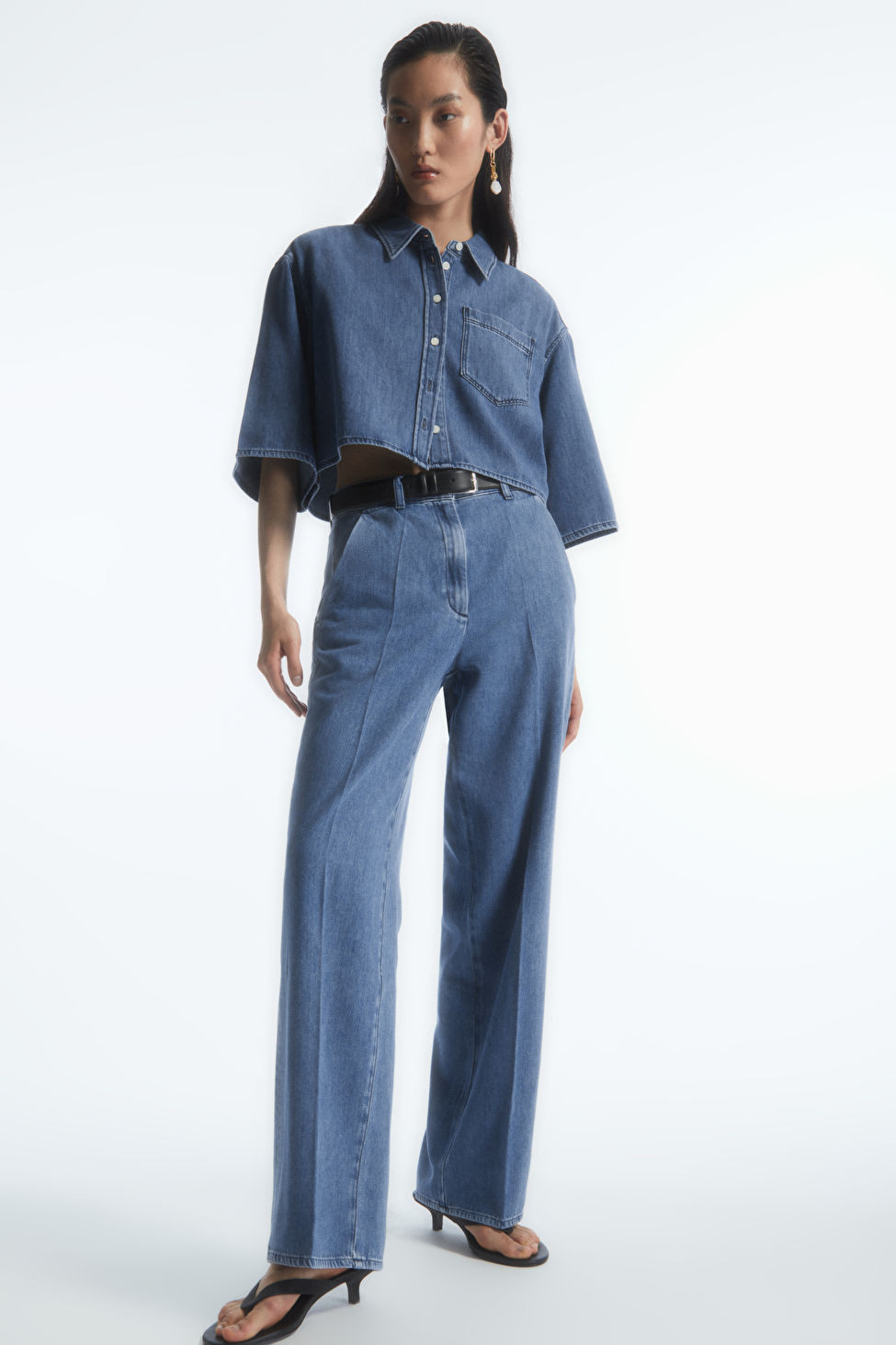 STRAIGHT-LEG DENIM TROUSERS - MID BLUE - COS | COS (EU)