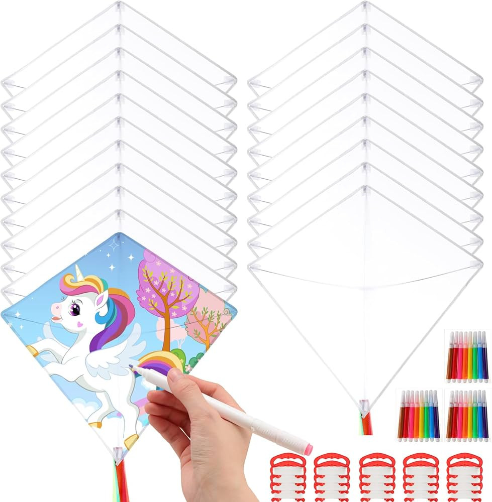 20 Packs DIY Kites for Kids Making Kit Bulk Easy Flying Decorating Coloring Your Own Arts and Cra... | Amazon (US)