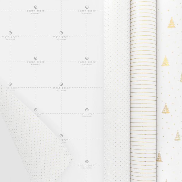 30 sq ft Gift Wrap Trio Gold/White - Sugar Paper™ + Target | Target