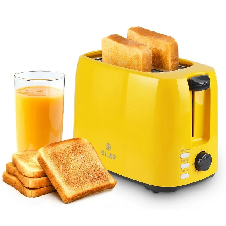 iSiLER Yellow Toaster 2 Slice Wide Slot Toasters Small Toaster 7 Shade Settings | Walmart (US)