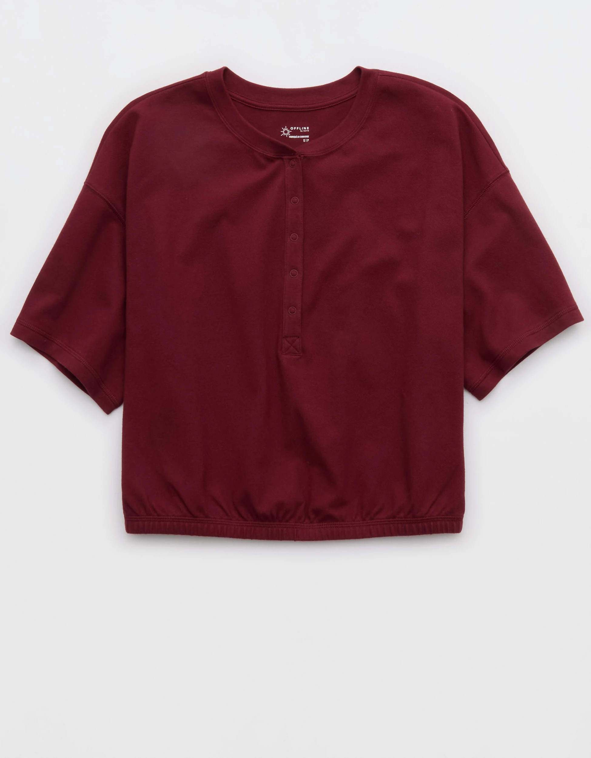 OFFLINE By Aerie Pique Henley Short Sleeve T-Shirt | Aerie