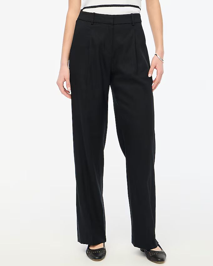 Linen-blend wide-leg pleated trouser pant | J.Crew Factory