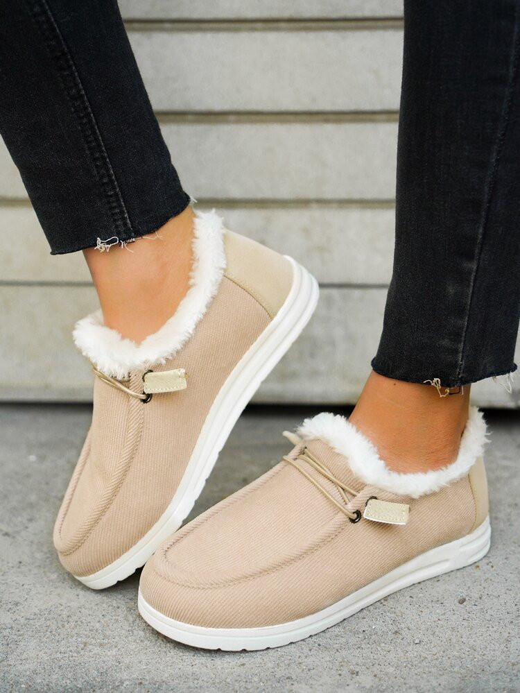 EMERY ROSE Minimalist Fuzzy Slip On Shoes | SHEIN