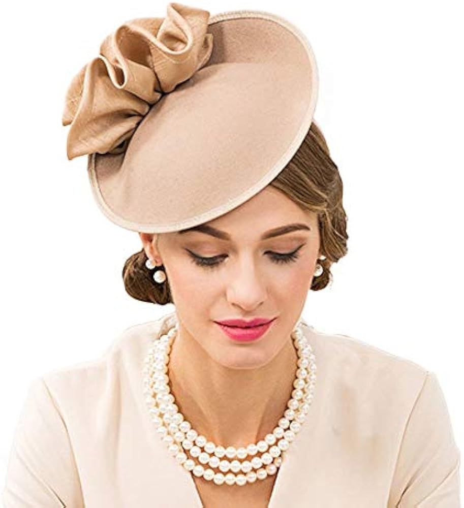 F FADVES Wedding Wool Pillbox Fascinators Felt Fedora Hats Women Flower Derby Church Tilt Hat | Amazon (US)