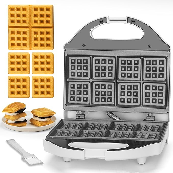 SuagrWhisk Square Waffle Maker, 2 x 4" Mini Classic Waffles Maker Machine, Waffle Iron, Dual Cook... | Amazon (US)
