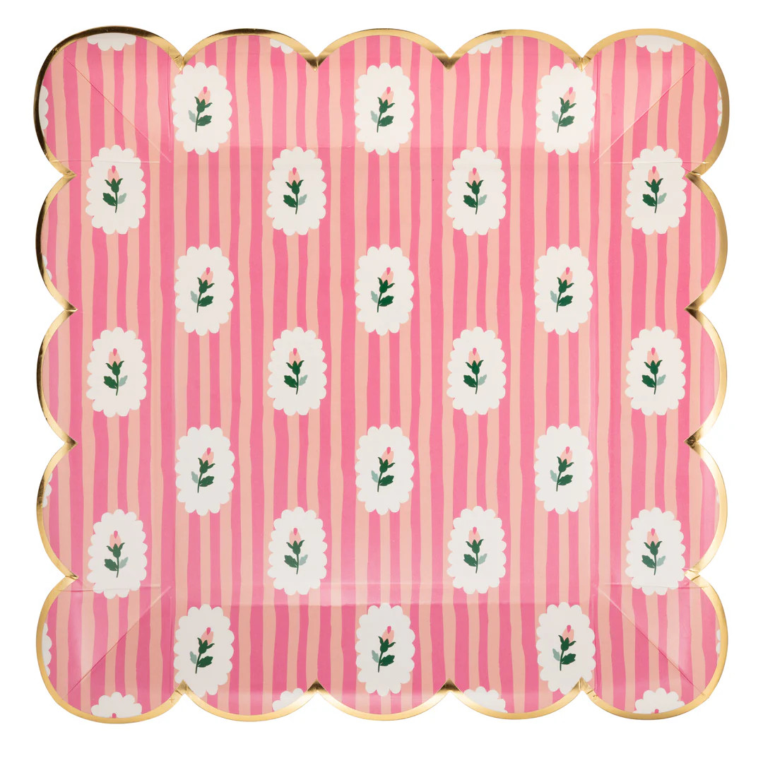 Striped Floral PInk Plate | My Mind's Eye