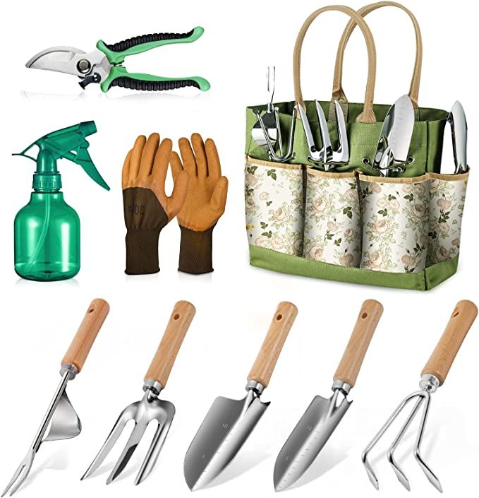 Grenebo Gardening Tools 9-Piece Heavy Duty Gardening Hand Tools with Fashion and Durable Garden T... | Amazon (US)