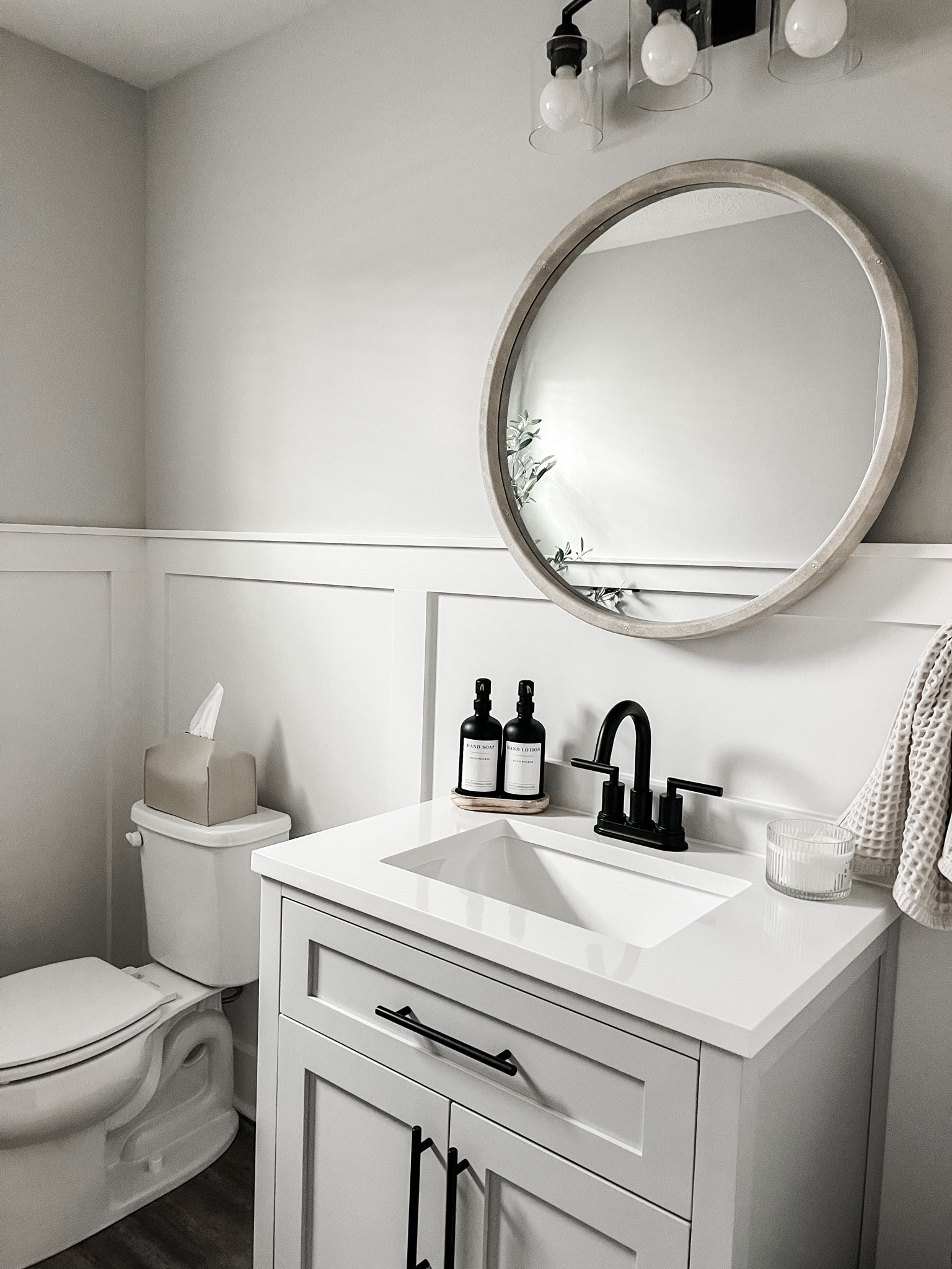 and here she is 🙌🏼 the most builder grade room in our home now full of neutrals and warmth. it’s exactly how I imagined and I couldn’t be happier. what do we think? 

b+b: sw snowbound
wall: crushed ice

i linked everything in my like to know it, just download the app and search @lacesandlumber to shop or click the link in my bio. i also was able to track down that mirror everyone has been asking me about 👀 

#targetstyle #amazonfinds #homedepotbathroomdoover #neutralhalfbath #neutrals 

Follow my shop @@lacesandlumber on the @shop.LTK app to shop this post and get my exclusive app-only content!

#liketkit #LTKSeasonal #LTKhome #LTKstyletip
@shop.ltk
https://liketk.it/3MNVT

#LTKstyletip #LTKhome #LTKsalealert