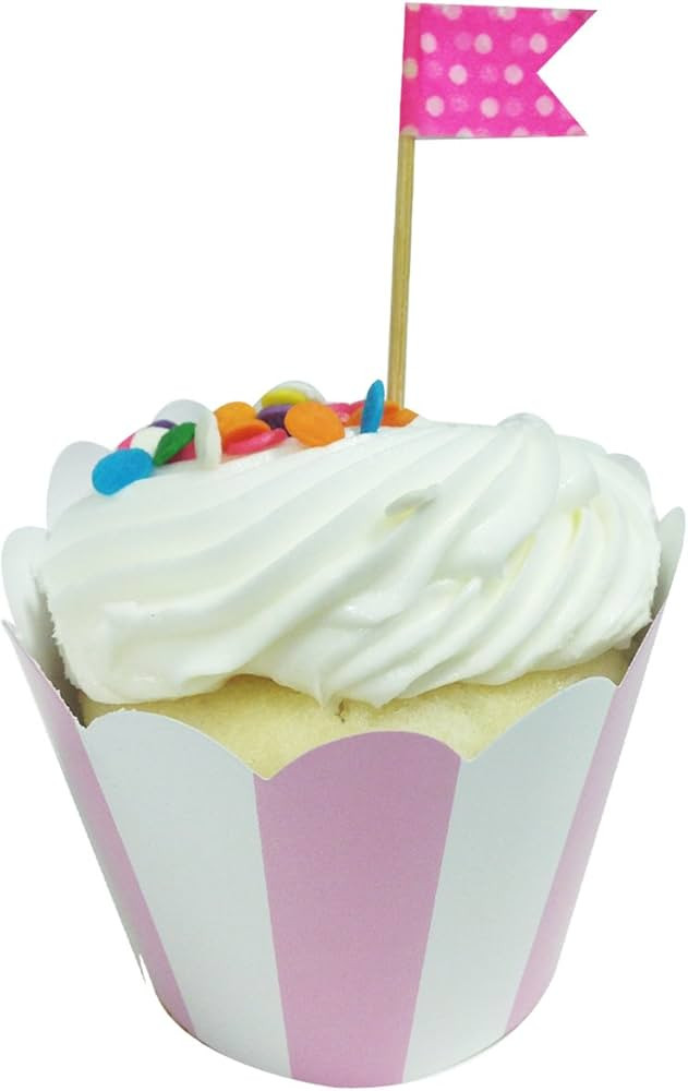 AllyDrew Standard Size Striped Cupcake Wrappers (Set of 20), Pink | Amazon (US)