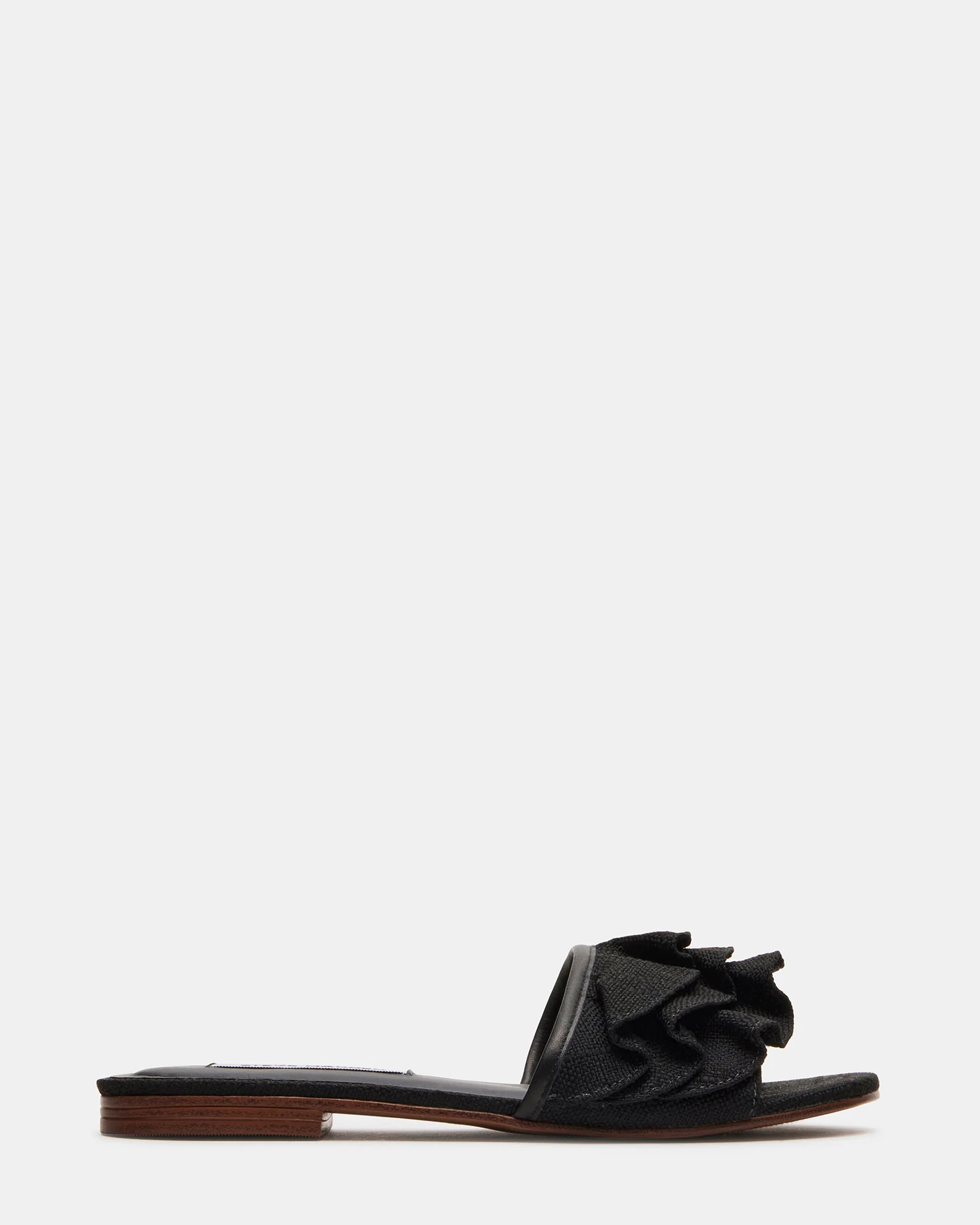 LEVANA Black Ruffled Slides | Women's Sandals | Steve Madden (US)
