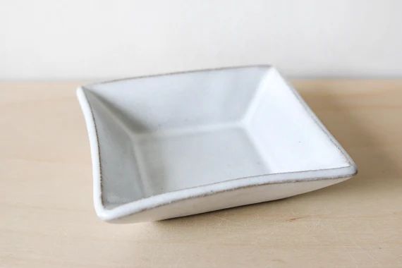 Ring Dish Square Trinket Plate White Ceramic Jewelry - Etsy | Etsy (US)